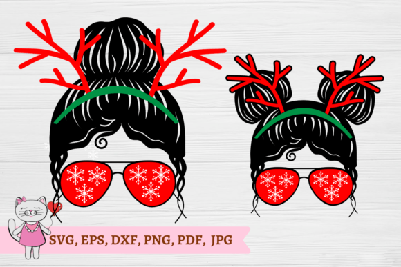Deer Horns Messy Bun, Mom Daughter Svg Graphics and Crafts