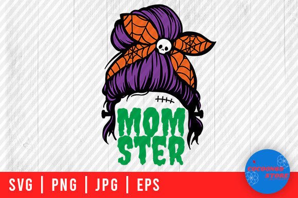 Halloween Momster Face Mom Bun Svg Graphics and Crafts Review